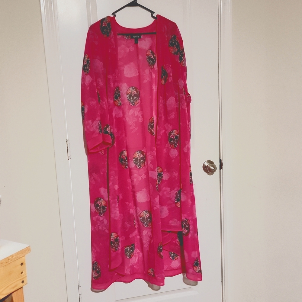 torrid Hot Pink Floral Sheer Swim Coverup